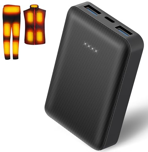 10000mAh Powerbank für Heizweste, Jacke, Hose, Mantel und Heizdecke | 5V 2A, USB-Anschluss, Ersatzakku für beheizbare Campingstühle und Heizkleidung