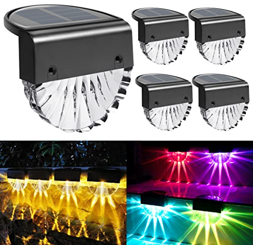 YOFIG Solarlampen für Außen Garten, Wasserdichte Solarleuchten Garten Deko, Gartendeko 4 Stück Led Solar Gartenleuchten für Terrasse Stufen, Solarleuchte mit 2 Modi-Warmweiß/Farbwechselnde