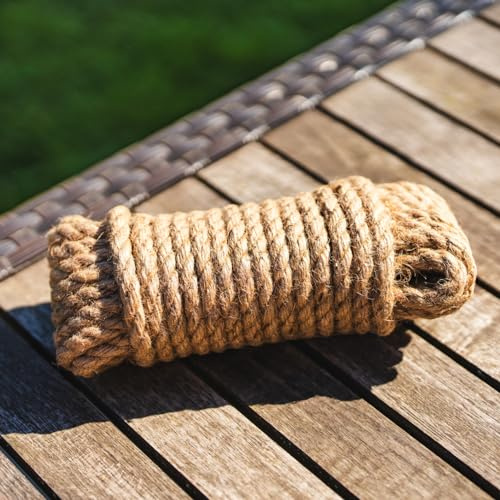 HELPMATE – Hanfseil 10 mm × 10 m – naturbelassene Hanfschnur aus 100% Naturfaser – für Bastelarbeiten, Deko & Kunsthandwerk – biologisch abbaubar & recyclebar – Alternative zu Juteschnur