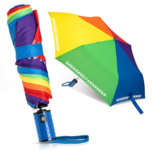 Villkin Regenschirm für Kinder mit Reflexstreifen - Bunter und Leichter Taschenschirm für Kinder mit einer Spannweite von 97cm – Sturmsicherer Schirm für Jungen und Mädchen