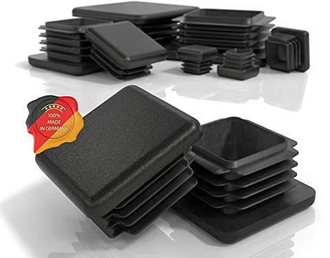 PD® Lamellenstopfen 40x40 mm Vierkantrohr - Endkappen Schwarz | 4 Stück | Vierkant Endkappen aus PE Kunststoff | Rohrstopfen zur Rohrabdeckung von Metallrohr & Aluprofil | Quadratstopfen für Außenmaß