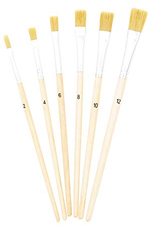 TSI Schulmalpinsel-Set 6-teilig, Borstenpinsel 2,4,6,8,10,12, Schaft Naturbelassen, Hochwertige Borsten, Aluminiumzwinge, Art.Nr. 49108