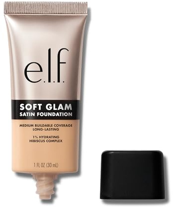 e.l.f. Soft Glam Foundation, Mittlere Deckkraft, Langanhaltende & Aufbauende Foundation Für Ein Glattes, Seidenmattes Finish, Vegan & Tierversuchsfrei, 21 Light Neutral