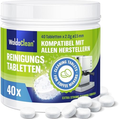 WoldoClean Reinigungstabletten Kaffeevollautomaten - Kaffeefettlöser 40x2g | Kompatibel mit Jura, Siemens, DeLonghi, Bosch, Melitta, Krups, Philips