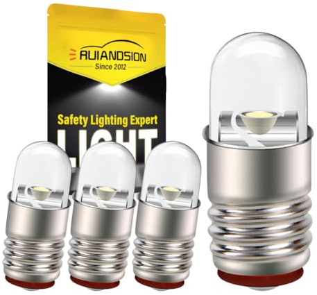 Ruiandsion E5 LED-Birne Weiß 3V E5 E5.5 Schraubsockel LED-Birne Upgrade für Modellbahnbeleuchtung (Packung mit 4 Stück)
