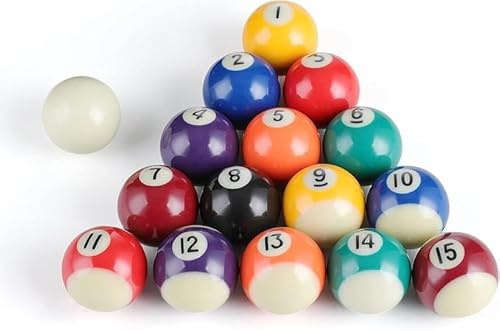 BOROCO Billardkugel Set, Mini Tisch Snooker Bälle Kit aus Kunstharz, 16 Stück 38mm Umweltfreundliche Billard Kugel Set, Spielzeugtisch Billard Zubehör für Kinder Partyspiele zu Hause