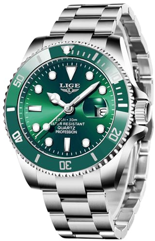 LIGE Uhren Herren Quarz Edelstahl Wasserdicht Leuchtzeiger | LIGE Armbanduhr Herren, Quarz Analog, 3ATM Wasserdicht, Datumsanzeige Leuchtzeiger, Herrenuhr Business Erholung