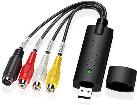 Vinmooog VHS digitalisieren gerät USB 2.0 Video Grabber Hi8 VHS zu DVD Videoaufnahme, Audio- und Videodigitalisierung, VHS zu USB Konverter Für Windows XP 10/8/7