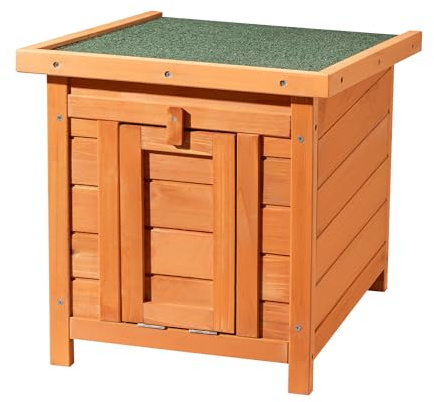 Wiltec Katzenhaus 420 x 515 x 430 mm aus Fichtenholz, Kleintierhaus Kaninchenstall mit Dach aufklappbar, Bitumeneindichtung, Tierstall für Garten/Balkon