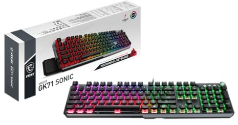 MSI Vigor GK71 Sonic RED DE Gaming Tastatur, QWERTZ, DE Layout - mechanisch, Sonic RED Switches, Mystic Light RGB, kabelgebunden, schwarz