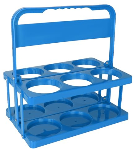 ASelected Milchflaschenhalter Faltbar Kunststoff Getränketräger 6 Löcher Wiederverwendbar Bierflaschenträger Weinflaschenträger mit Griff (Blau)