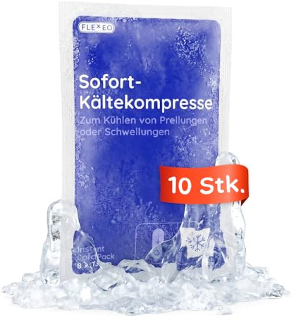 FLEXEO 10 × Sofort-Kältekompresse 13 × 8 cm (klein) | Einmal-Sofortkältekompresse, Kälte-Sofortkompresse, Kühlpack, Kühlakku, Kältekompresse, Kühlkompresse, Einmal-Kühlpack, Ice Pack