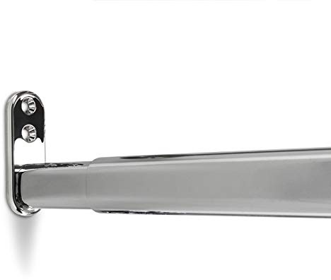 SOTECH 1 Stück ausziehbare Teleskopstange 400-600 mm | Stahl verchromt Schrankrohr verstellbar Oval inkl. Schrankstangenlager