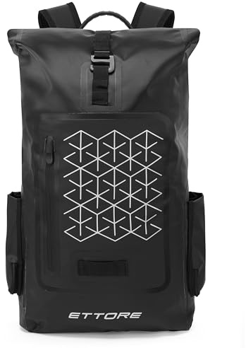 Ettore Fahrradrucksack 100% Wasserdicht Dry Bag Roll Top – Schwarz – Echo – 25L & 30L