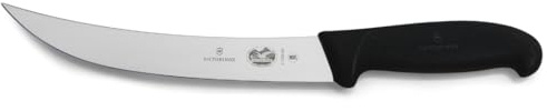 Victorinox Fibrox Schlachtmesser, Langes Zerlegemesser zum Zerteilen großer Fleischstücke, 20 cm, Gebogene Klinge, Scharf, Rostfreier Stahl, Schwarz