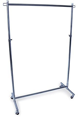 GERSO Kleiderständer höhenverstellbar 96–165 cm – stabiler Metall Kleiderwagen mit Rollen & Bremsen – 90 cm breit – belastbar bis 100 kg – verchromt & robust