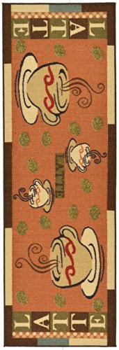 Ottomanson Sara's Kitchen-Kollektion Teppichläufer mit Gummirückseite und Kaffeetassen-Design, 50 cm x 150 cm, Dunkelorange