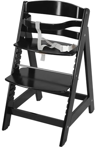 roba Treppenhochstuhl Sit Up III - Mitwachsender Baby Hochstuhl - ab 6 Monaten - Kinderhochstuhl aus Holz schwarz - Stuhl bis 50 kg belastbar, 1 Stück (1er Pack)