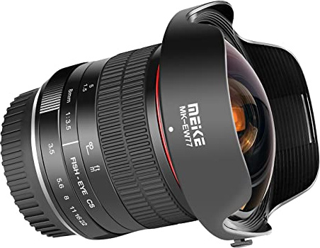 Meike 8mm f3.5 Ultra Weitwinkel Fisheye Objektiv für Canon EOS EF Mount DSLR Kameras EOS 70D 77D 80D Rebel T7i T6i T6s T6 T5i T5 T4i T3i SL2 etc