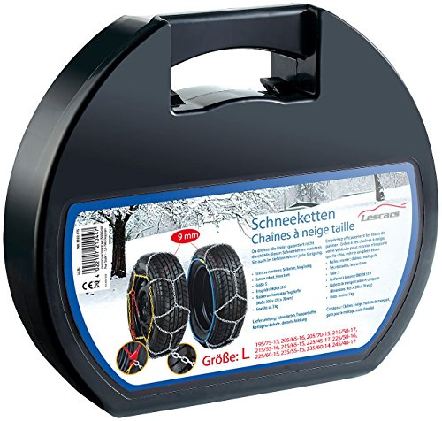 Lescars Anti Rutsch Ketten: Schneeketten Größe L für Reifen 215/55 R16 u.v.m. (Ketten Reifen, Auto Anfahrhilfe, Kfz)