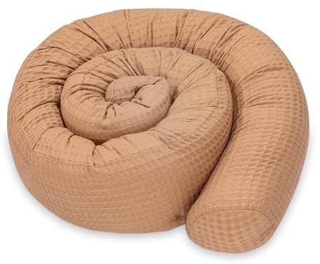 Totsy Baby Seitenschläferkissen Bettschlange Body Pillow 200 cm Baumwolle Waffel- Kopfkissen lang Bettrolle Schlafkissen Nackenrolle Kissen Oeko-Tex Braun