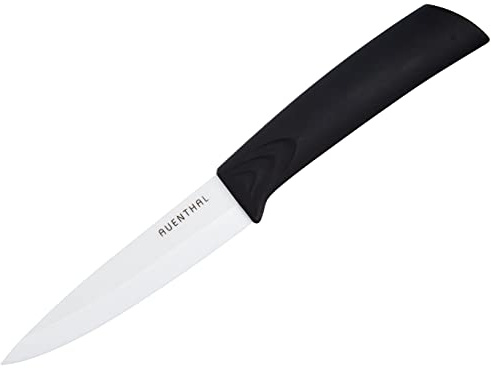 Amefa AUENTHAL Keramikmesser, 10 cm Klingenlänge, weiße Klinge aus Keramik, extrem scharf, ergonomischer Griff schwarz, inklusive Klingenschutz, Schälmesser Küchenmesser