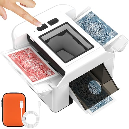 Kartenmischmaschine Elektrische - Automatischer Kartenmischer mit 2000mAh Akku Wiederaufladbarer, Mischmaschine Karten für 1–2 Decks, Geräuscharm Kartenmischgerät für Poker, Phase 10, Blackjack