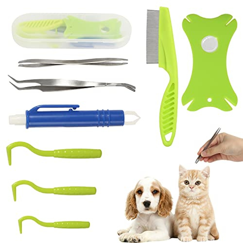 xnnmzhao Zeckenzange 9 In 1 Set Mit Etui, Zeckenzange Mensch Zeckenzange für Hunde, Zeckenkarte Komplettset Zum Entfernen Von Zecken für Mensch Hund Kinder (mit Aufbewahrungsbox)