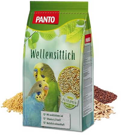 PANTO Wellensittichfutter mit Pluramin - artgerechte Saatenmischung für Wellensittiche, Vogelfutter mit natürlichem Jod, 4x2,5 kg