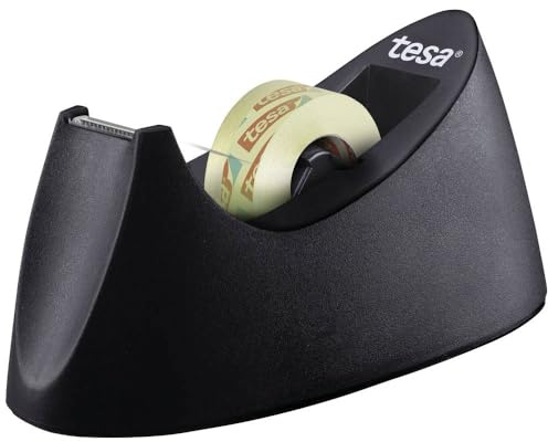 tesa Easy Cut Tischabroller CURVE - rutschfest, einfache Handhabung, sauberer Schnitt - mit 8 Rollen tesafilm transparent 33m:19mm