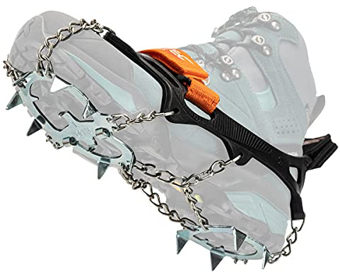 Nortec Spikes ALP 2.0 Made in Italy für Winter Tracking Winter auf EIS und Schnee, Micro Spikes Licht mit Etui (Schwarz, L)