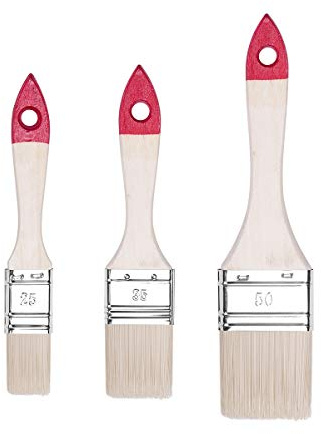 HARDY WORKING TOOLS Flachpinsel-Set 3-teilig, Breite 1 Zoll, 1.5 Zoll, 2 Zoll, Malerpinsel Set mit Holzgriff, Lackierpinsel 3PCS, Serie *30*, A0280-030100, Rot, 1 / 1.5 / 2 Zoll