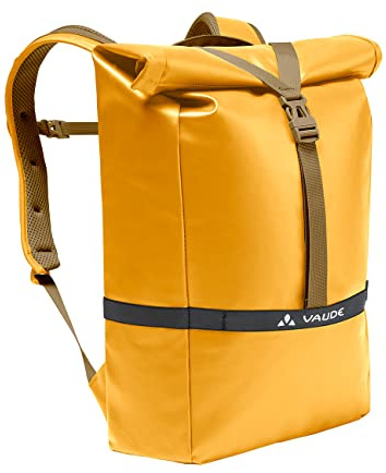 VAUDE Mineo 23 – Rolltop Rucksack mit 23 Liter Volumen, wasserdichter Tagesrucksack mit 15,6 Laptopfach, Rollverschluss & Front-Reißverschluss, Wanderrucksack für Damen und Herren - burnt yellow