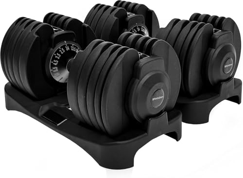 BRAINGAIN 15-in-1 verstellbares Hantelset 24 kg Paar | Platzsparende verstellbare Gewichte für das Training im Heim-Fitnessstudio | 15 Hanteln in einem | Smart-Click-Technologie | Langlebige Leistung