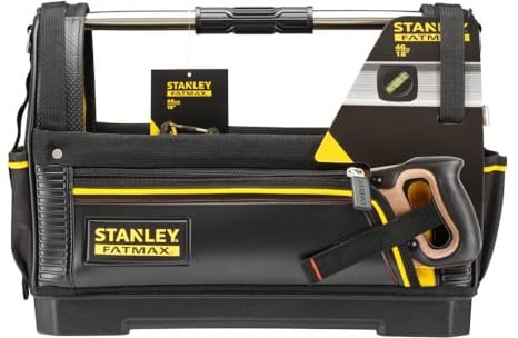 STANLEY FATMAX Werkzeugtrage (48cm x 25cm x 33cm, 600 Denier Nylon, wasserdichter Kunststoffboden, ergonomischer Gummigriff, Rahmen stahlverstärkt, verstellbarer Schultergurt) 1-93-951
