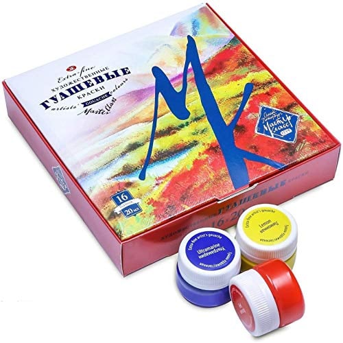 Gouache Farben Set | 16 x 20 ml Malfarben Künstler-Serie | Hoch Pigmentfarben auf Wasserbasis