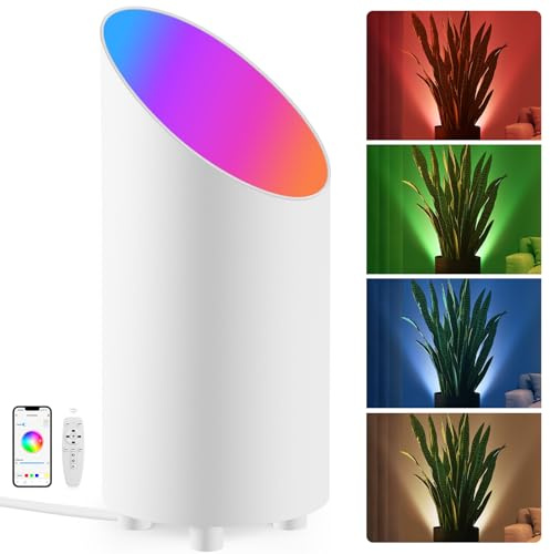 GeyouLux 5W RGBW LED Uplight Spot Dimmbar Bodenstrahler mit Fernbedienung | 16 Millionen Farben, MusicSmartLamp App-Steuerung, Musikmodi, DIY-Modus für Wohnzimmer Schlafzimmer Gaming Weiß 1 pack