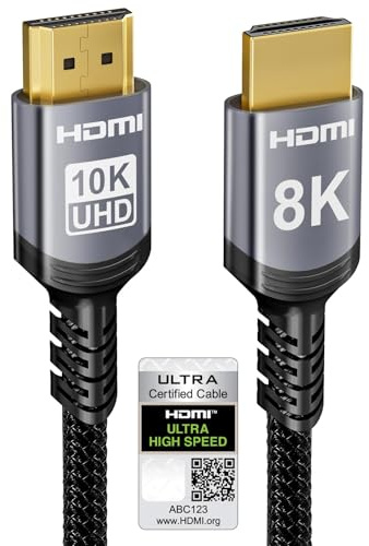 Sniokco 10K 8K 4K HDMI 2.1 Kabel 0.5Meter, Zertifiziert 48Gbps Ultra High Speed HDMI® Kabel 0.01ms 4K 240Hz 165Hz 120Hz 8K 60Hz eARC Netflix HDCP 2.3 2.2 DTS:X HDR10+ TV Monitor Projektor Roku