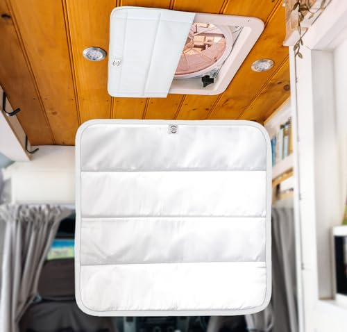 Living in a Bubble Magnetisolierte Dachlüftungs-Sonnenabdeckung für MaxxAir-Lüfter, Fantastic Fan, RV-Lüfter-Lüftungsabdeckung, 42x42 Zentimeter (weiß)