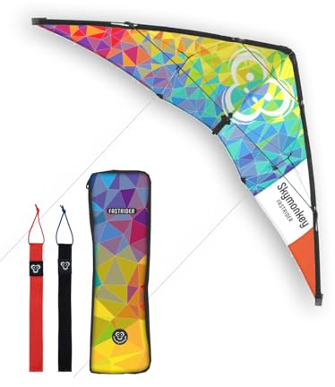 Skymonkey Fastrider Lenkdrachen Kinder, Jugendliche und Erwachsene, 2-Leiner Lenkdrache, Spannweite: 127cm - Rainbow