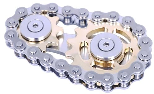 DMaos Fidget Spinner, Linkage Bike Chain Spinner Design 2 Gänge Figity Spin Fingerspiele, Metall Edelstahl Langlebige Mechanik mit glatten Lagern, Figit Spielzeug für Erwachsene - Gold