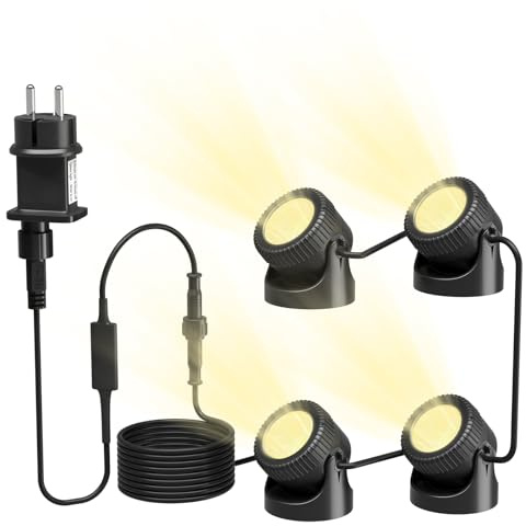 PChero Teichbeleuchtung LED Unterwasser, Unterwasserbeleuchtung Strahler Poolbeleuchtung Unterwasser Licht IP68 Wasserdicht Teichlicht für Pool Teich Garten Baum Innen Außen Deko