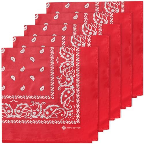 ZENO Bandana – 100% Baumwolle & Natürliche Fasern – Halstuch Ohne Polyester – Hochwertig, Weich, Langlebig & Waschmaschinenfest – Bandana Herren & Damen – Unisex & Kinder - 5 Pack