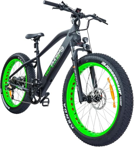 Highphoria E-Bike Elektrofahrrad, 26 Fatbike 7 Gang E-Mountainbike Erwachsene mit Display, Austauschbarem 48V 14Ah 672Wh Akku, 250W Motor, 25 km/h, Reichweite 100 km für den Stadtverkehr(Neu)