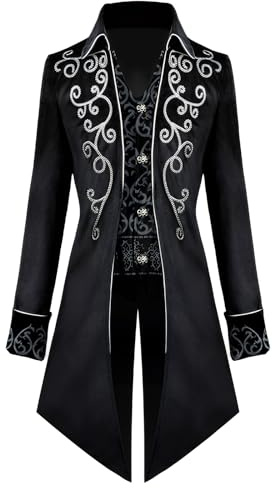 YORDET Steampunk Herren Frack Mittelalter Retro Mantel, Vampir Kostüm | Viktorianisches Gehrock Cosplay Halloween Kostüm