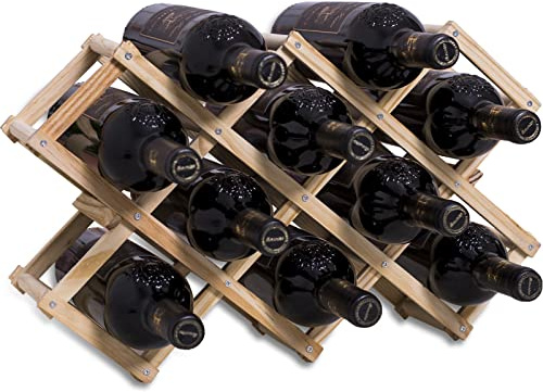 Newaner weinregal aus holz stapelbar, 10 flaschen lagerung getränkeregal, 45X12.5X31CM, vintage flaschenregal zur aufbewahrung von wein, von hand zusammengebaut für bartheke, wohnzimmer, küche