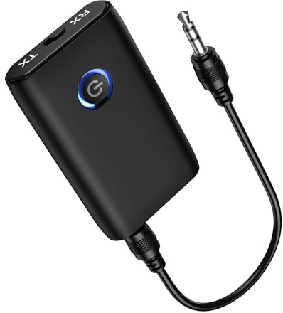 Ankilo Bluetooth Adapter Audio, 2 in 1 Bluetooth Sender Empfänger, 5.3 Transmitter Receiver Klinke 3,5mm AUX für Kopfhörer, Lautsprecher, Auto,Typ-C Aufladung