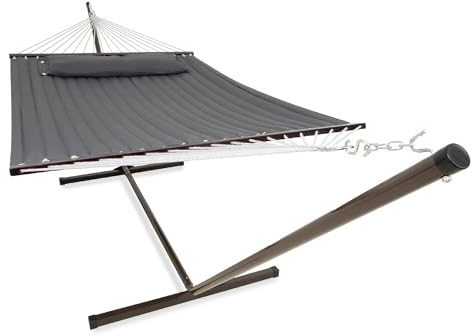 VITA5 Hängematte mit Gestell für 2 Personen 200 kg Outdoor | Entspanne Gemeinsam im Garten auf dem Balkon oder am Pool mit Stabiler Konstruktion und Großzügigem Liegekomfort