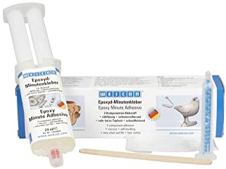 WEICON Epoxyd-Minutenkleber Set 24 ml, 5 Minuten Epoxi, Epoxidkleber 2K, transparent, mit Mischdüse & Holzspatel