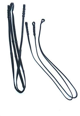 Trensen.-und Kandarenzügel als Set Leder mit Schnallen schwarz Länge 2.96 m